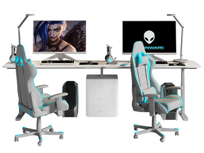 现代电竞 电脑 书桌椅组合3d模型 现代电竞 电脑 书桌椅组合