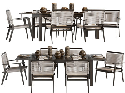 现代中古风餐桌椅组合