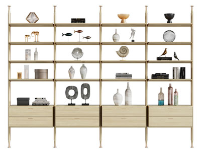 现代开放式收纳装饰柜 摆件组合