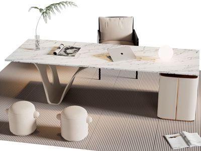 现代书桌椅组合3d模型 现代书桌椅组合