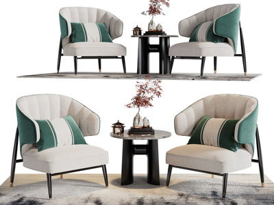 新中式休闲椅子 边几