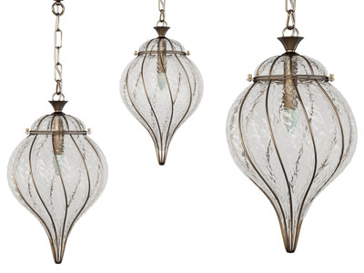 现代轻奢玻璃单头垂线吊灯