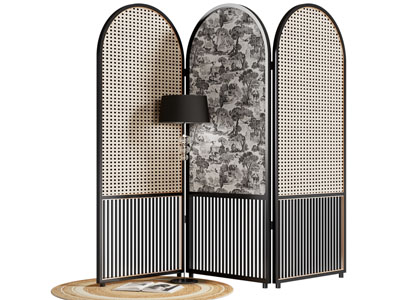 法式屏风 落地灯3d模型 法式屏风 落地灯