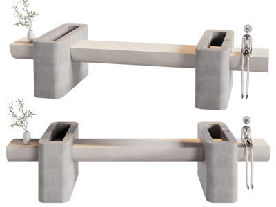 侘寂风造型景观长凳子