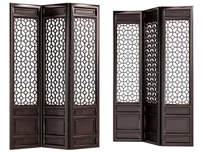 新中式实木镂空花格折叠推拉门3d模型 新中式实木镂空花格折叠推拉门