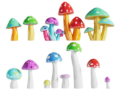 现代卡通蘑菇摆件组合