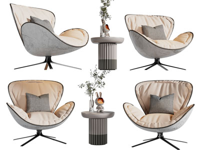 现代休闲椅子 边几