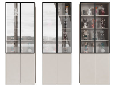 现代手办 公仔 玻璃柜门的装饰柜