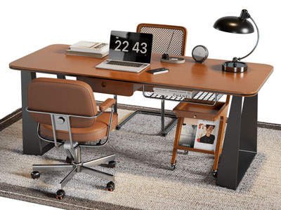 现代中古风办公桌椅组合