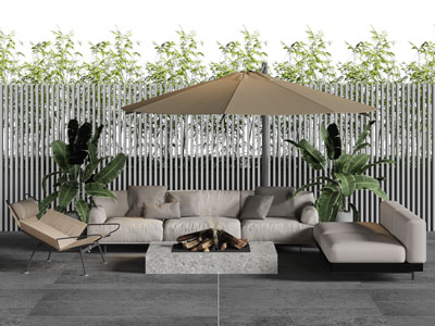 现代户外庭院遮阳伞 多人沙发 休闲椅子和茶几组合
