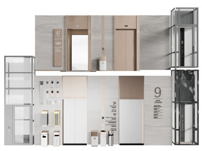 现代电梯 玻璃观光电梯3d模型 现代电梯 玻璃观光电梯