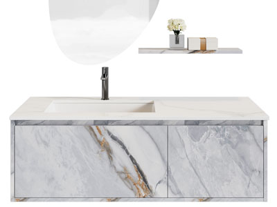 现代大理石收纳柜洗手台 镜子 浴室柜