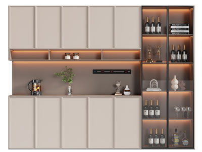 现代玻璃柜门的餐边柜