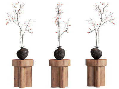 侘寂风陶艺花瓶花卉摆件组合