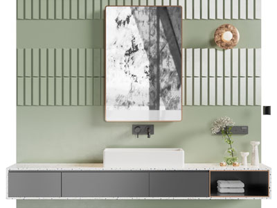 现代洗手台 背景墙