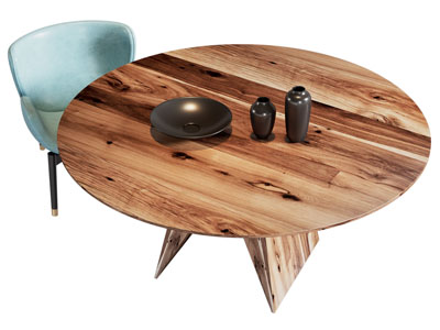 现代实木圆形餐桌椅组合