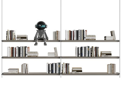 现代金属支架开放式书柜