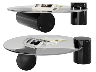 现代圆形玻璃茶几3d模型 现代圆形玻璃茶几
