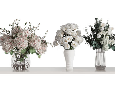 现代玻璃花瓶花卉