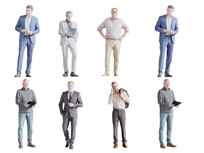 现代穿着西装的男人 多人 人物3d模型 现代穿着西装的男人 多人 人物