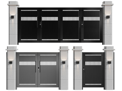 现代庭院铁艺大门3d模型 现代庭院铁艺大门