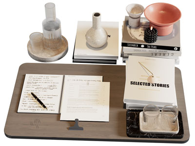 现代笔记本 茶具杯子 书本摆件组合