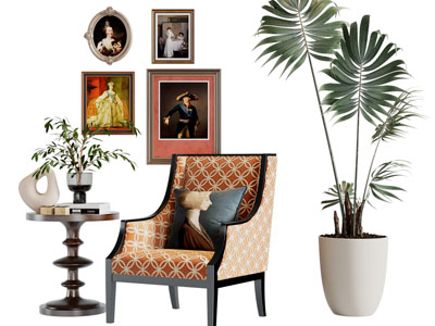 法式休闲椅子 边几 装饰挂画