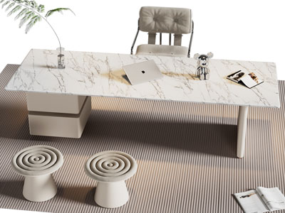 现代书桌椅组合3d模型 现代书桌椅组合