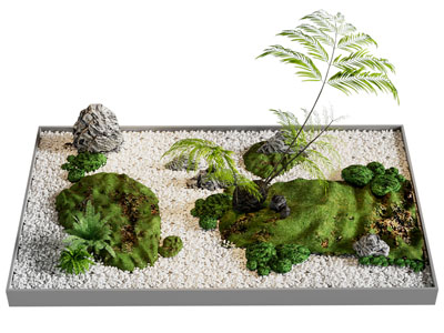 新中式石头 花草植物景观园艺小品