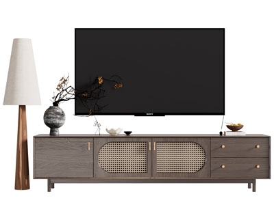 侘寂风电视柜 电视 落地灯