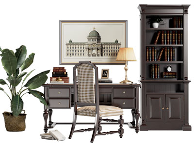 美式书柜 书桌椅组合