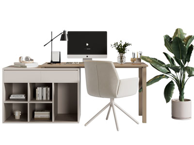 现代书桌椅组合3d模型 现代书桌椅组合