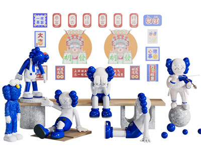 现代Kaws公仔美陈 摆件组合 网红打卡区