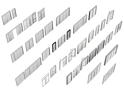 现代办公玻璃双开门 大门 推拉门3d模型 现代办公玻璃双开门 大门 推拉门