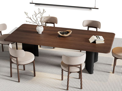 现代中古风餐桌椅组合