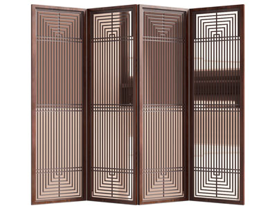 新中式实木屏风3d模型 新中式实木屏风