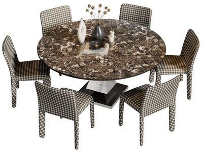 现代圆形餐桌椅组合