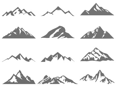 新中式山脉剪影 剪纸 墙贴 墙饰