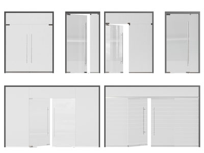 现代办公玻璃大门 双开门 平开门3d模型 现代办公玻璃大门 双开门 平开门