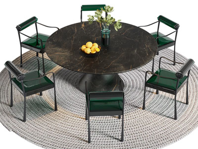 法式中古风圆形餐桌椅组合