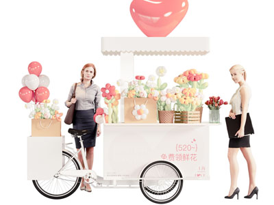 现代花卉花束美陈 户外装置