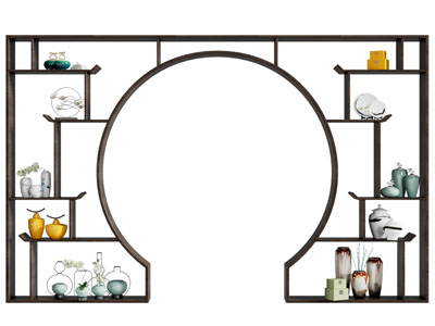 新中式门拱 博古架 隔断3d模型 新中式门拱 博古架 隔断