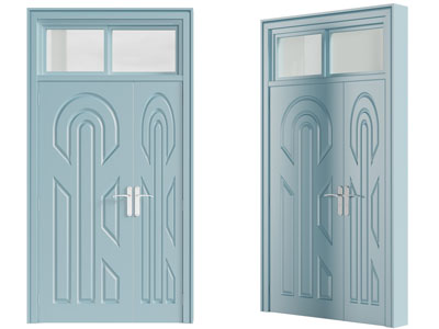 现代字母入户平开门3d模型 现代字母入户平开门