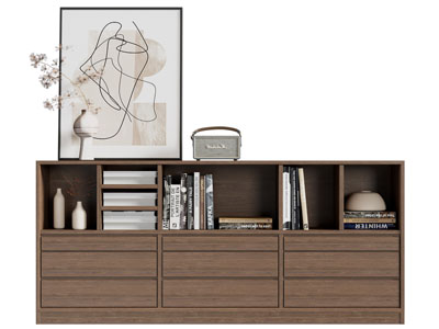 现代中古风书柜 边柜