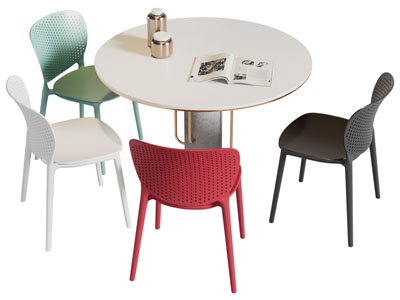 现代圆形休闲餐桌椅组合