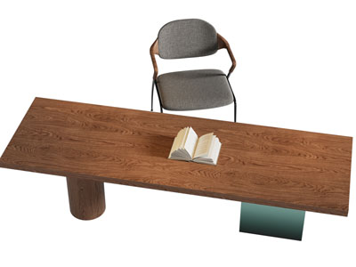 现代长方形实木书桌椅组合3d模型 现代长方形实木书桌椅组合