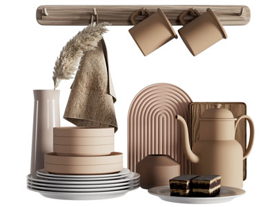 现代碗碟 茶壶 杯子 厨具组合