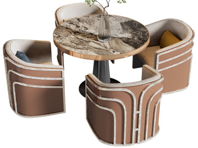 现代圆形休闲餐桌椅组合