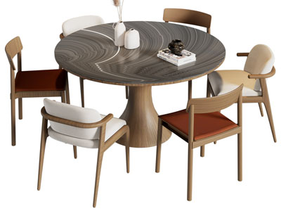 现代圆形餐桌椅组合