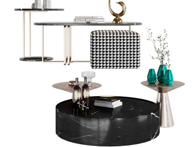 现代圆形茶几边几3d模型 现代圆形茶几边几